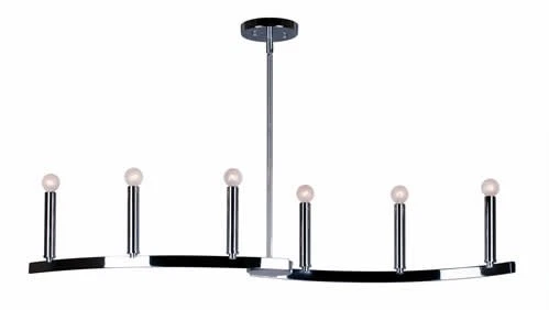 Araña lineal Forte Lighting 7175-06 níquel 6 luces 41-1/2" W Foto 4 de 4