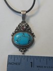 Vintage 925 sterling torqouise/howlite red garnet pendant necklace choker,ATI — photo 7