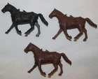 3 Original Marx Western Play Set Wagon Horses , 54mm