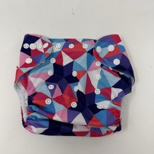 ALVABABY Cloth Diapers One Size Adjustable Washable Geometric Print Purple Blue