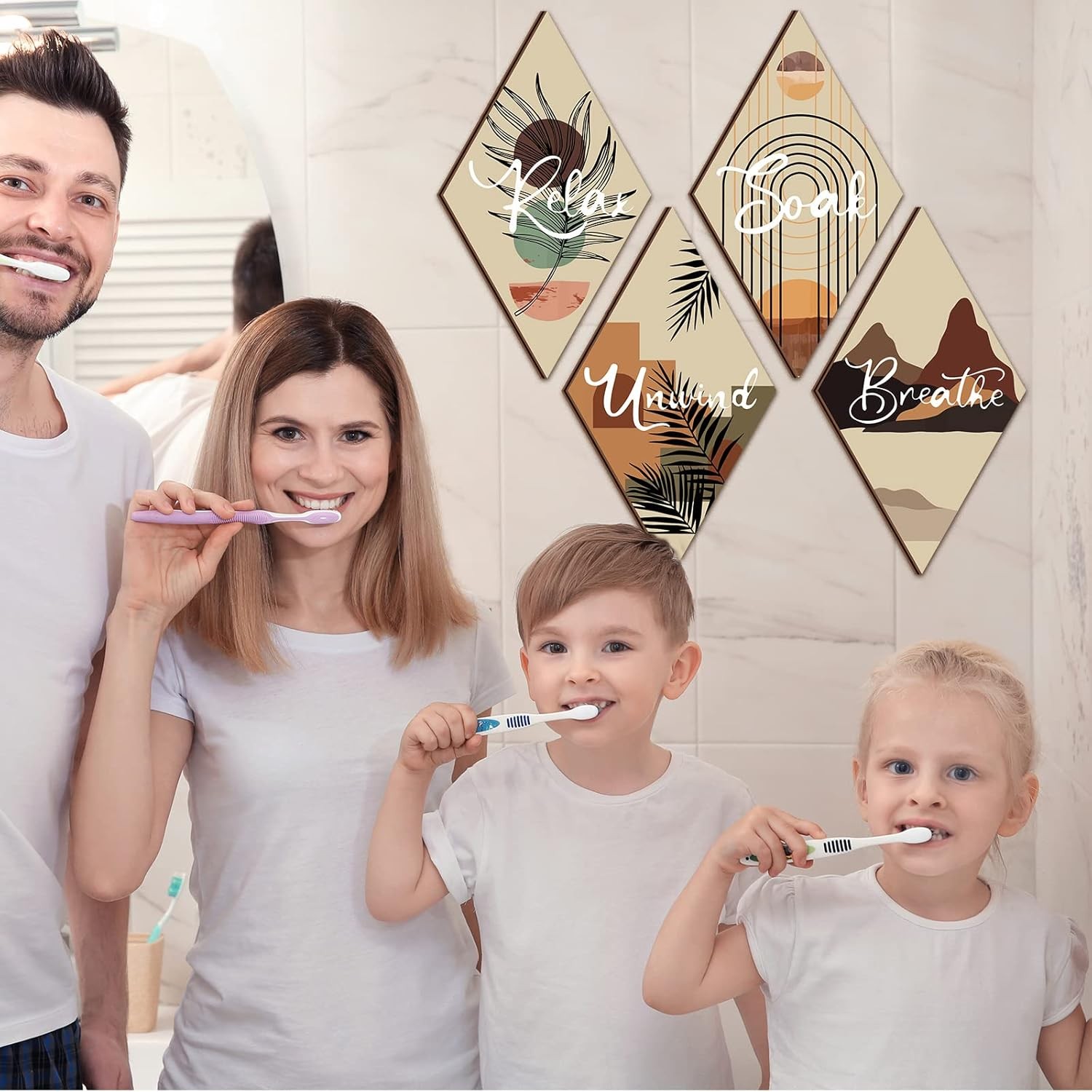 FairySandy 4 Pcs Bathroom Wall Art Restroom Decor Rustic Decor... 