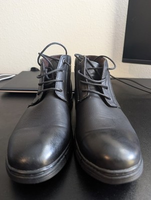 Roma Rio Black Faux Leather Chelsea Lace Up Boots Men's US 12 Casual
