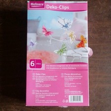 Deko-Clips - 6 x  Schmetterlinge mit Metallklammer - gebraucht, Marke "Melinera"