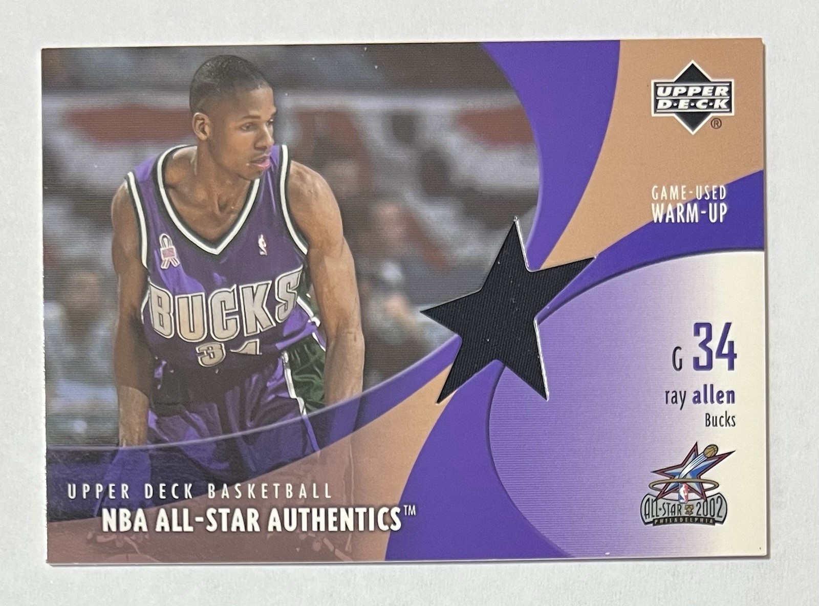 RAY ALLEN 2002 Upper Deck NBA All Star Authentics Worn Jersey Relic Card #RA-AW