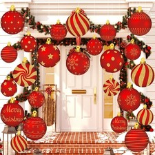 24 Pcs Christmas Decorations Outdoor Christmas Hanging Ornaments Peppermint C...
