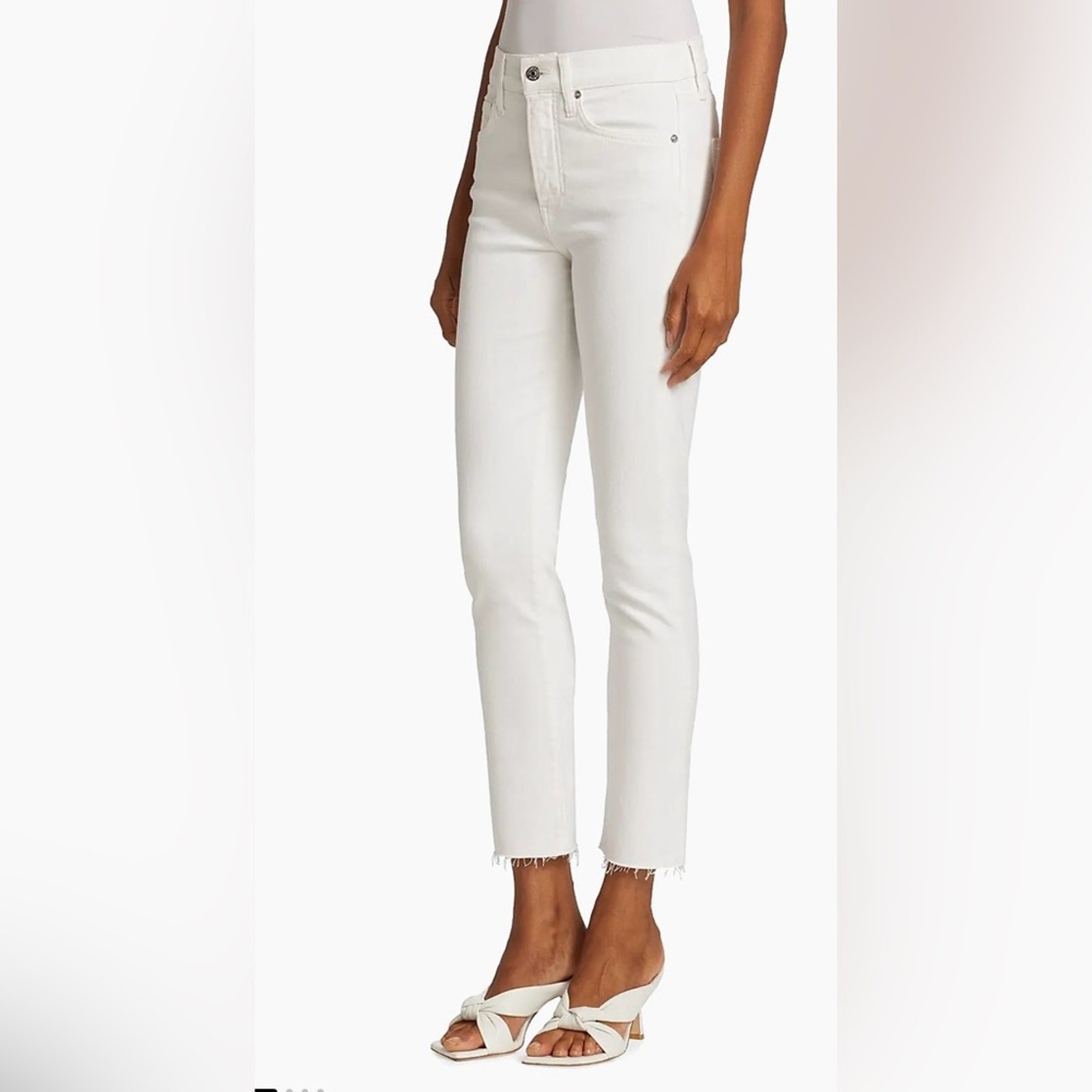 Veronica Beard Carly High-Rise Stretch Kick-Flare Crop White Jeans Womens 26