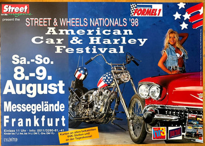AMER. HARLEY FESTIVAL 1998 FRANKFURT - orig. Tour Poster - Tour Plakat - DIN A0