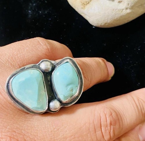 Native American Sterling silver W/Turquoise stones “Manifest” size 4 #047