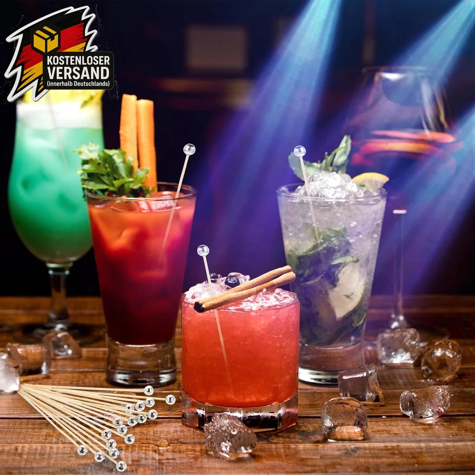 Holz Cocktailspieße Silber Discokugel 12cm Fingerfood Schaschlik Obst Party Deko - Bild 2 von 4