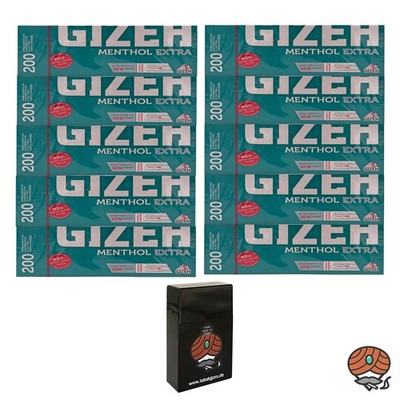 10 Packungen Gizeh MenthoI Extra Filterhülsen (2.000 Stück) + Zigarettenbox
