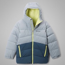 Columbia Hooded Colorblock Puffer Jacket 4T Unisex Toddler Gray Blue Green