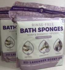 Scrubzz Disposable Rinse Free Bathing Sponges - Lavender, 50 Count