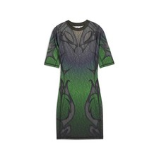 PUMA X Aries Graphic Short Sleeve T-Shirt Mini Dress Womens Green Casual 631076