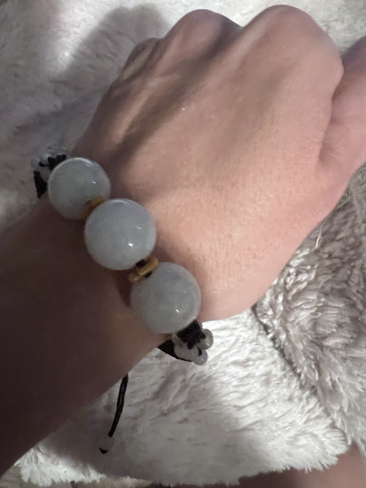 Adjustable braided string bracelet With three lar… - image 3