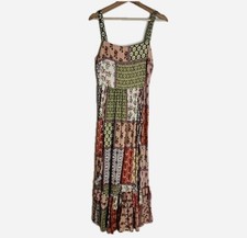 ATL The Label Dress Gypsiana ruffle ladies M Pink Boho Patchwork Maxi Rayon