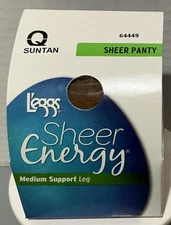 L'eggs Sheer Energy Panty “Suntan”  Pantyhose Queen Size Support Leg Hosiery