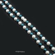 Natural South Sea 8.00 MM "Ulleungdo" White & Petrol Blue Akoya Pearl Strand 15"