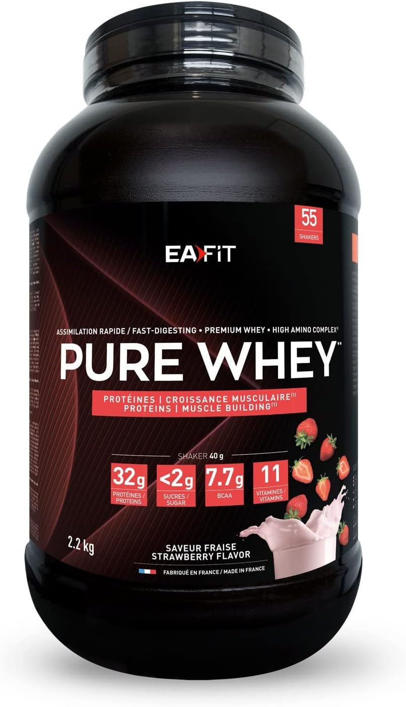 Proteine Whey Fragola 2,2kg | Shake Proteico 32g | Proteine Donna & Uomo