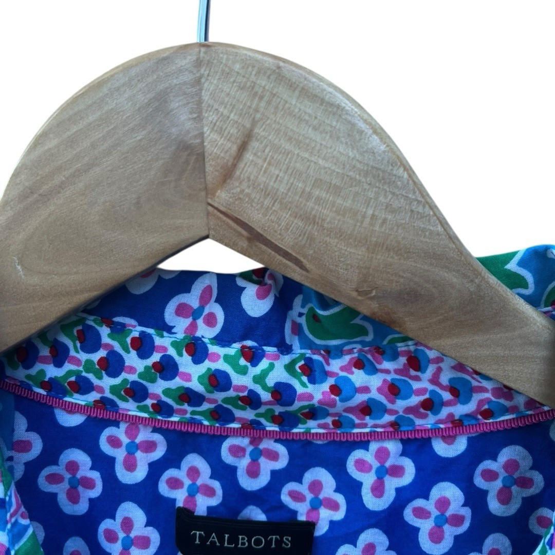 Talbots Patchwork Floral Button Front Shirt  Blou… - image 4