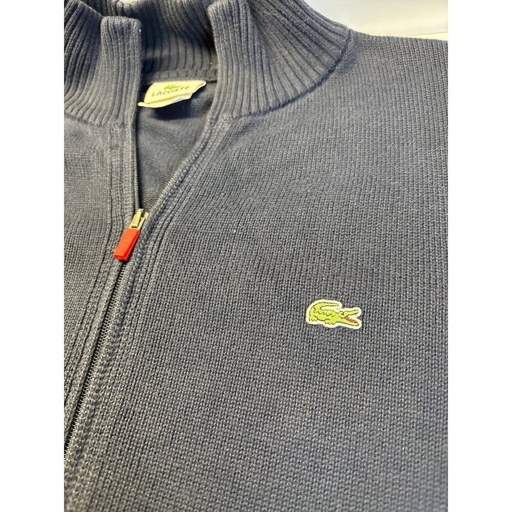 Lacoste Navy Blue Zip up Sweater (size 4 / medium) thumbnail 2
