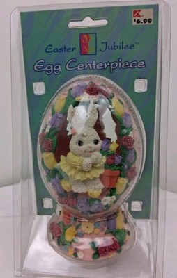 Vtg Easter Jubilee Egg Centerpiece New In Packagd  Resin Bunny Rabbit Cut Out