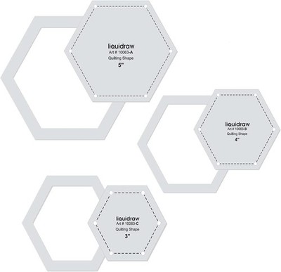 Quilting Templates & Rulers for Patchwork Acrylic Stencils Set of 3 Hexagon T...