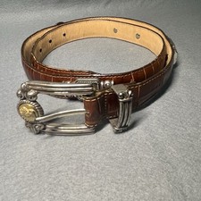 Brighton Museum Collection Sz L Brown Leather Coin Belt Vtg 1995 Y2K Cowgirl