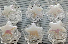 6pcs Mini Star Hair Claw Clips White Glossy Cute Clips for Girls/Teens