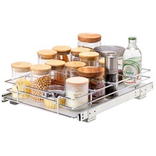 12.5"Wx16.5"Dx3.5"H Pull Out Cabinet Organizer, Heavy Duty Slide Out Pantry Shel
