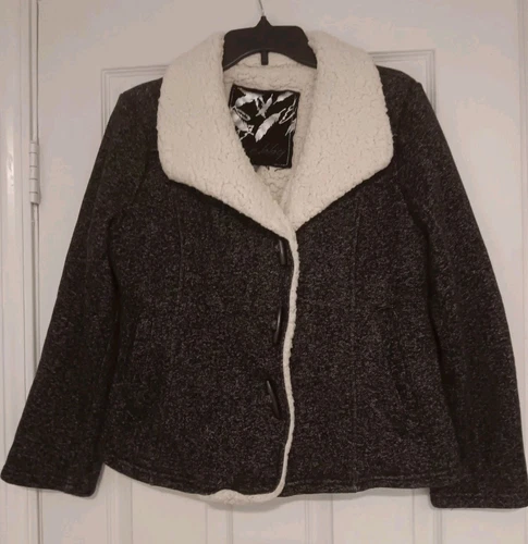 VETEMENTS Cappotto donna "Sebby" taglia media grigio scuro fodera sherpa bianca bottoni