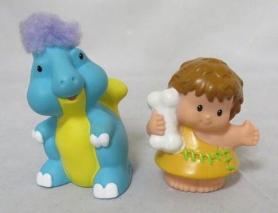 Fisher Price Little People Duckbill Dinosaur + Caveman Boy Figures (RARE) 2006
