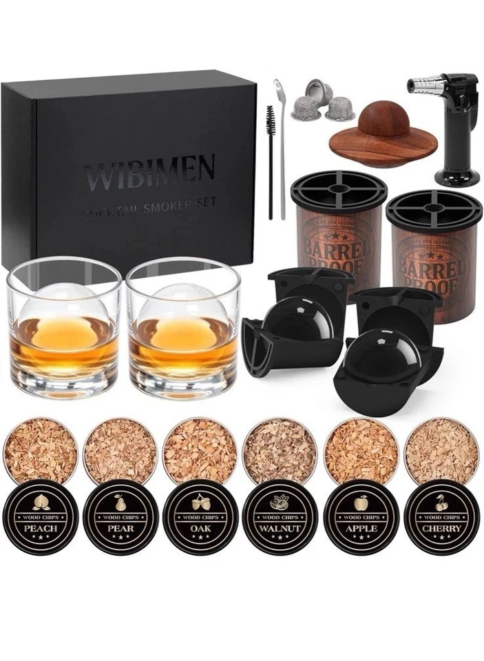 Kit ahumador de whisky, con 2 máquina de hielo transparente y 2 vasos de whisky, antiguo Foto 4 de 4