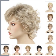 10 Inch Short Women Curly Wavy Bob Wig Fluffy Dark Blonde Hair Cosplay Casual US