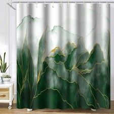 Emerald Green Marble Shower Curtain Green Ombre Modern Abstract Art Shower Cu...