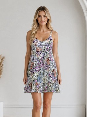 summer mini floral dresses Dress In Butter Yellow With Short Sleeves And V-Neck For 2026 good vibe Summer Nights Mini Dress Blue