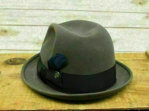 Vintage Royal Stetson Grey Fedora Hat Band & Feathers Size 6 7/8 Original Box - Picture 3 of 12