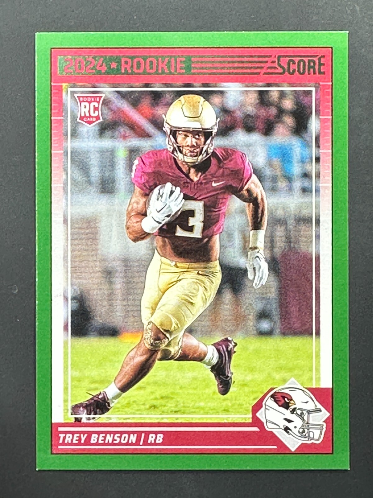 2024 Score Football Trey Benson Arizona Cardinals Base RC Green Parallel #354
