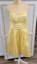 Davids Bridal Fit & Flare Dress Canary Yellow Ruched Strapless Size 14 New NWT