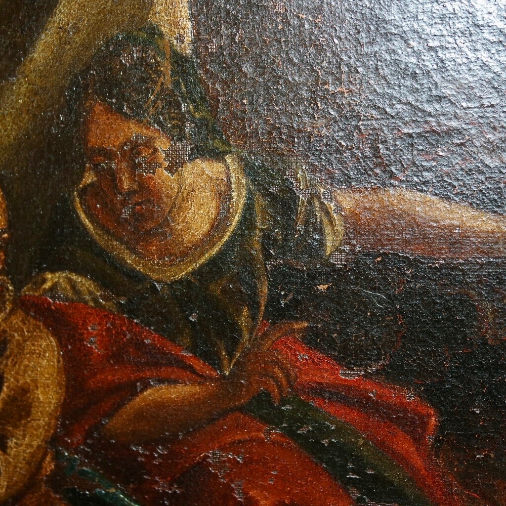 antico dipinto olio su tela epoca fine '600 piemontese con la cornice - Foto 11 di 24