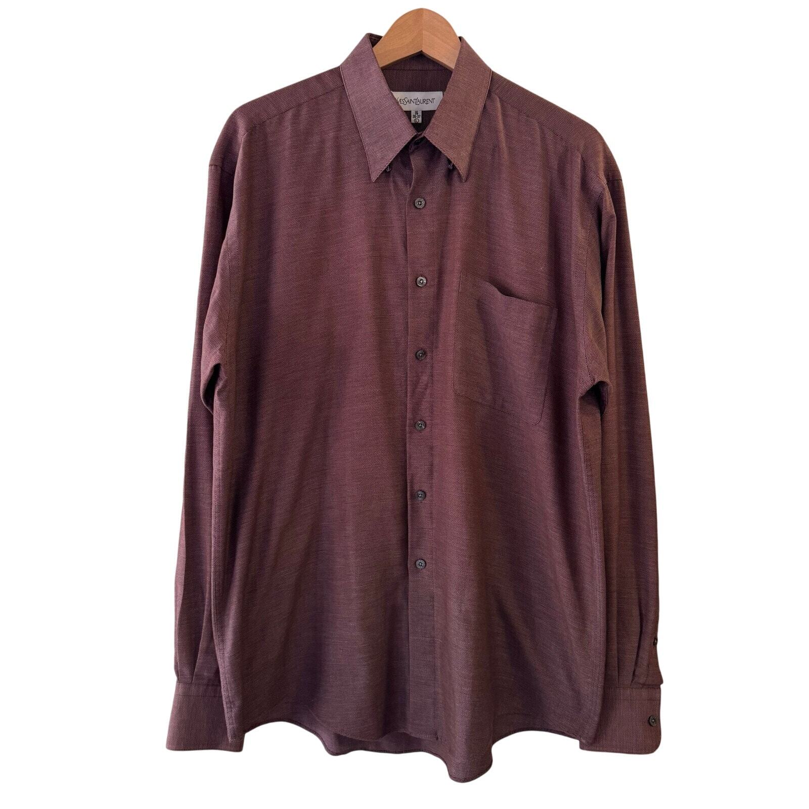 Camicia elegante uomo YSL Yves Saint Laurent manica lunga con bottoni grande bordeaux