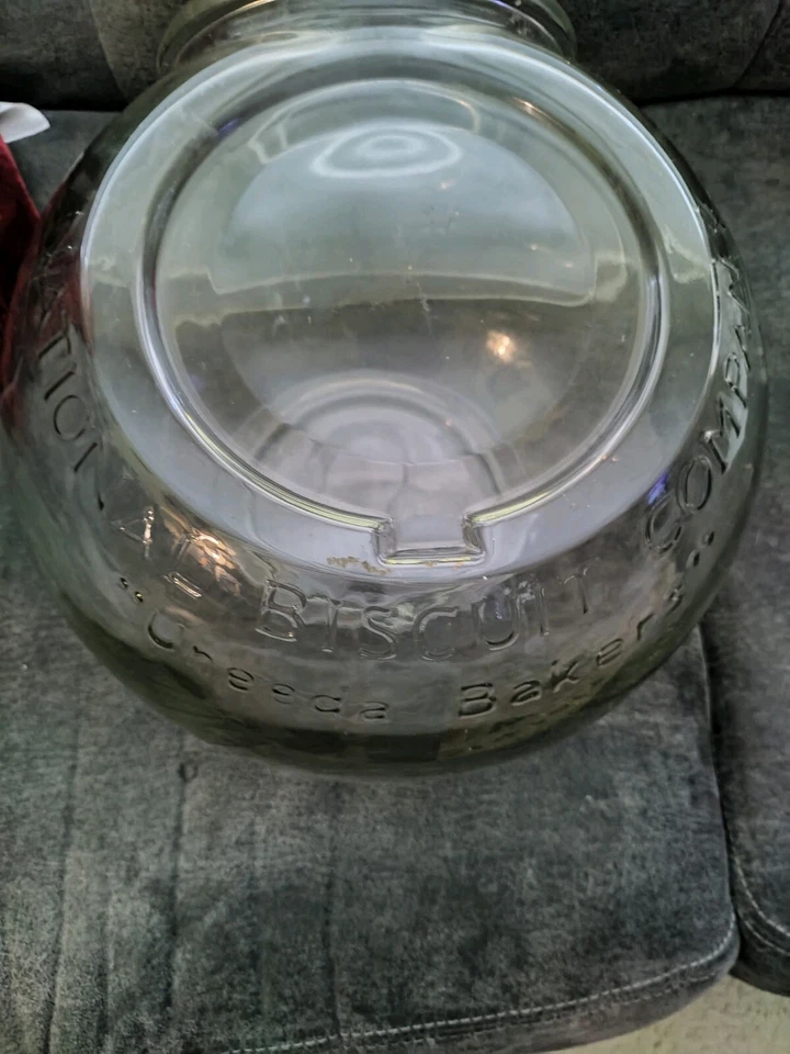 ENORME! Tarro de vidrio vintage NATIONAL BISCUIT CO ENCIMERA exhibición de tienda / UNEEDA Foto 3 de 4