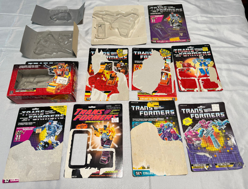 Vintage G1 Transformers Lot Cardback, Inserts, Boxes