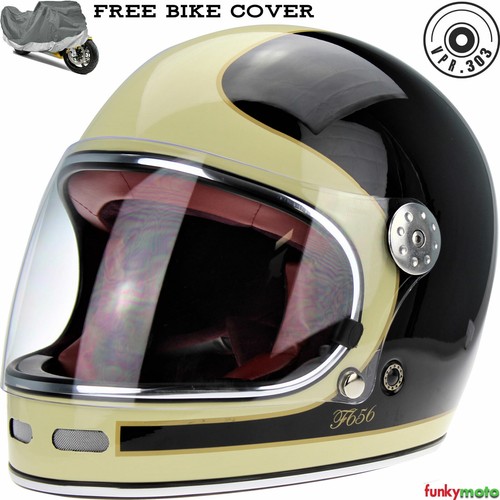 F656 INTEGRALE CASCO IN FIBRA DI VETRO RETRO VINTAGE ECE 22-05 APPROVATO  CASCHI | eBay