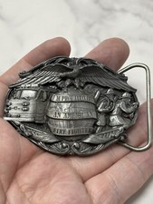 Vintage 1986 Bergamot I'm Proud To Be An American Fire Fighter Belt Buckle