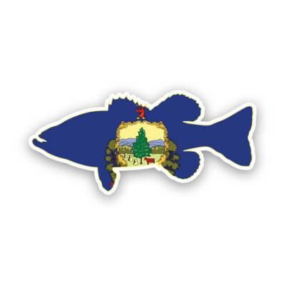 Vermont Bass Flag Sticker Decal - Weatherproof - sport fish fish vt