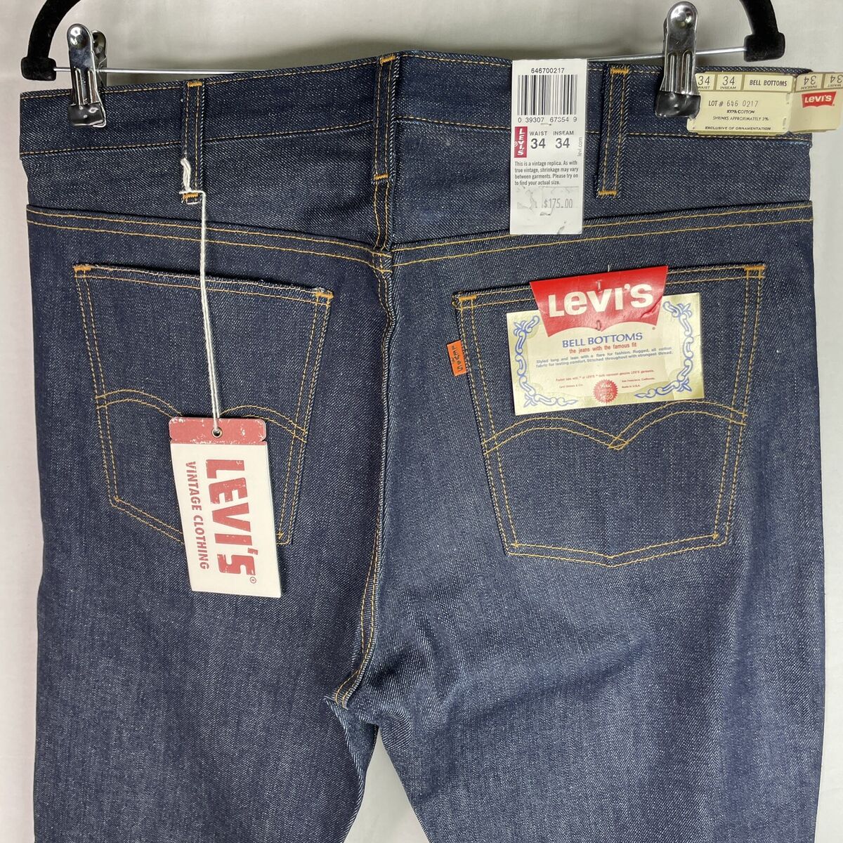Levis 646 Big e Orange Tab Jeans Bell Bottoms LVC 34x34 Vintage | eBay