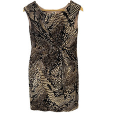 Anne Klein Dress 4 Brown Animal Print Ruched Stretch Career Office Casual Travel