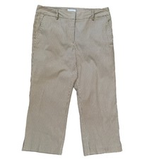 Vintage Liz Claiborne Villager Seersucker Cropped Pants Size 12 Tan Pockets