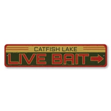 Personalized Live Bait Directional Arrow Lake House Aluminum Metal Decor Sign