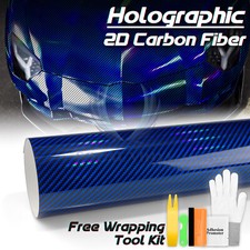 Holographic Carbon Fiber Blue Laser Chrome Car Vinyl Wrap Sheet Decal Sticker Holographic Carbon Fiber Blue Laser Chrome Car Vinyl Wrap Sheet Decal Sticker
